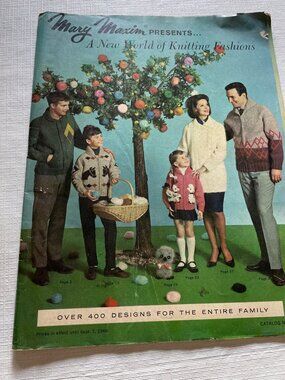 Vintage Knitting Catalog 1966 Mary Maxim Fashion Ads Men Women Childrens Sweater
